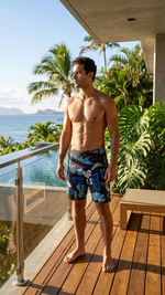 Hawaiian Island Creations HIC 19" Mahi Mahi Palms 8 Way Stretch Board Shorts
