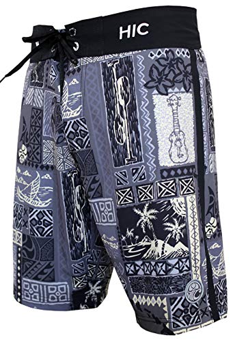 HIC Silver Channel Men's 21" Board Shorts – 8-Way Stretch, Charcoal