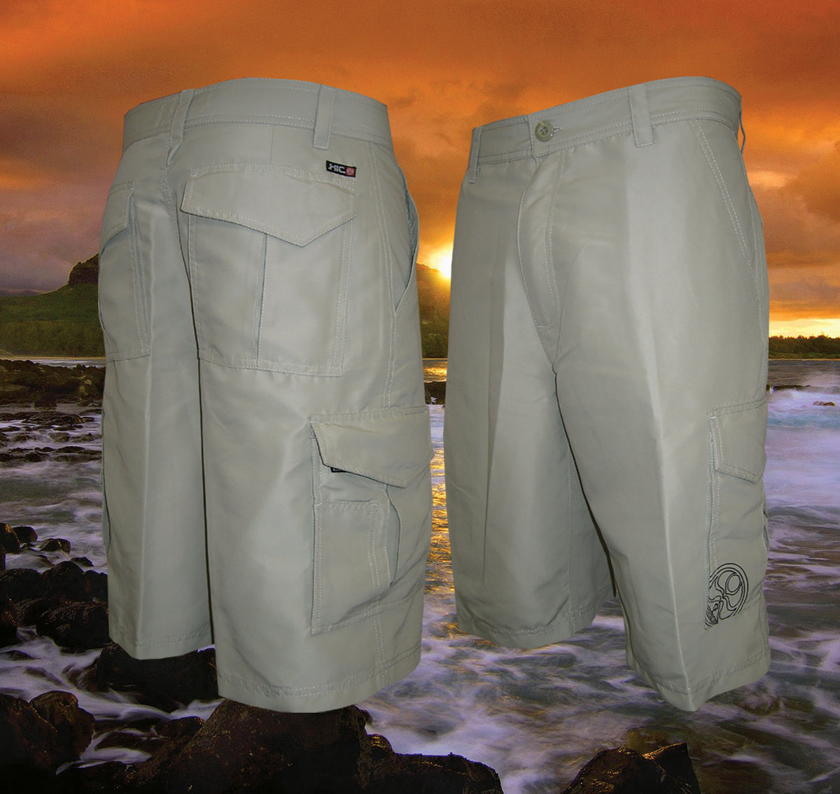 HIC Mauna Kea Men's 23" Cargo Walking Shorts – Rugged Peached Microsuede, Velcro Cargo Pockets