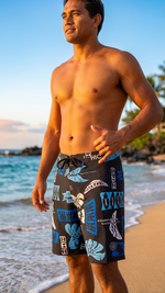 Hawaiian Island Creations HIC 19" Mahi Mahi Palms 8 Way Stretch Board Shorts
