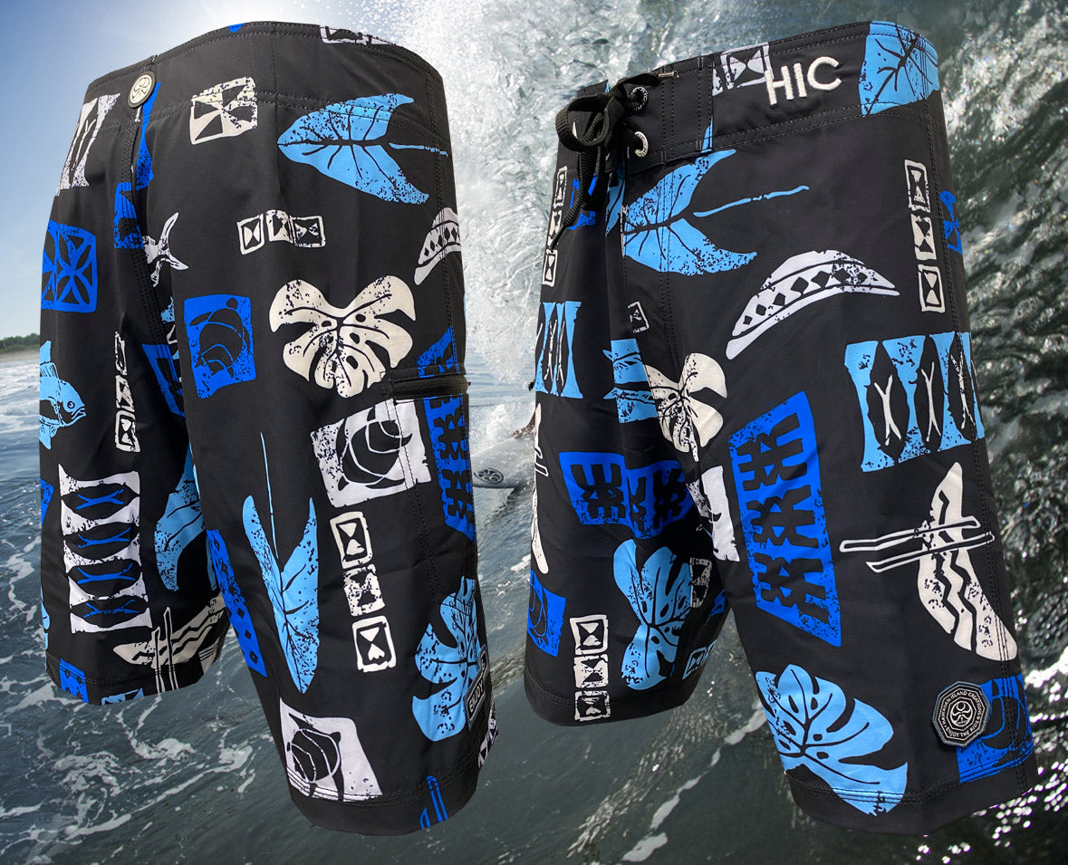 Hawaiian Island Creations HIC 19" Mahi Mahi Palms 8 Way Stretch Board Shorts