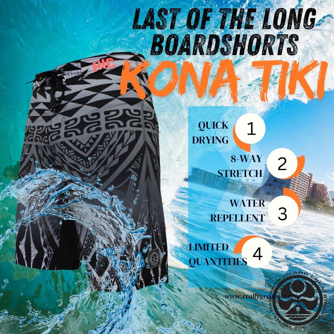 HIC Kona Tiki feature graphic: quick drying, 8-way stretch, water repellent