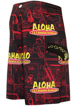 HIC Eat Here Men's 21" Board Shorts – 8-Way Octo Super Stretch, Black, Big & Tall to 60