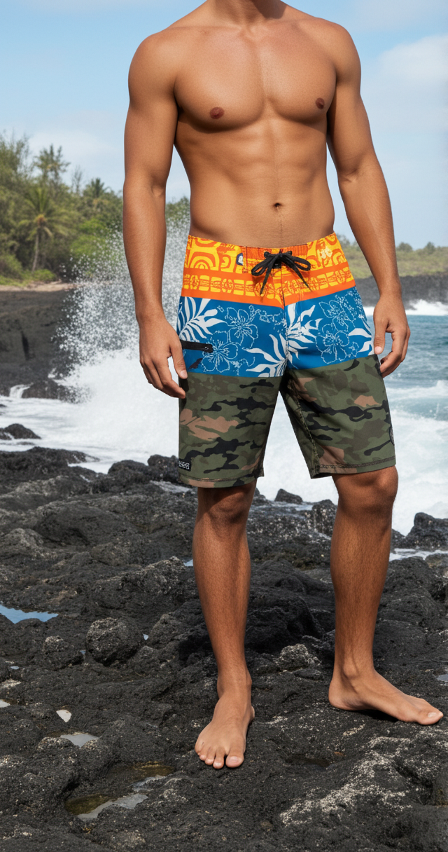 Hawaiian Island Creations (HIC) 20" UA HUKA 8 Way Stretch Board Shorts